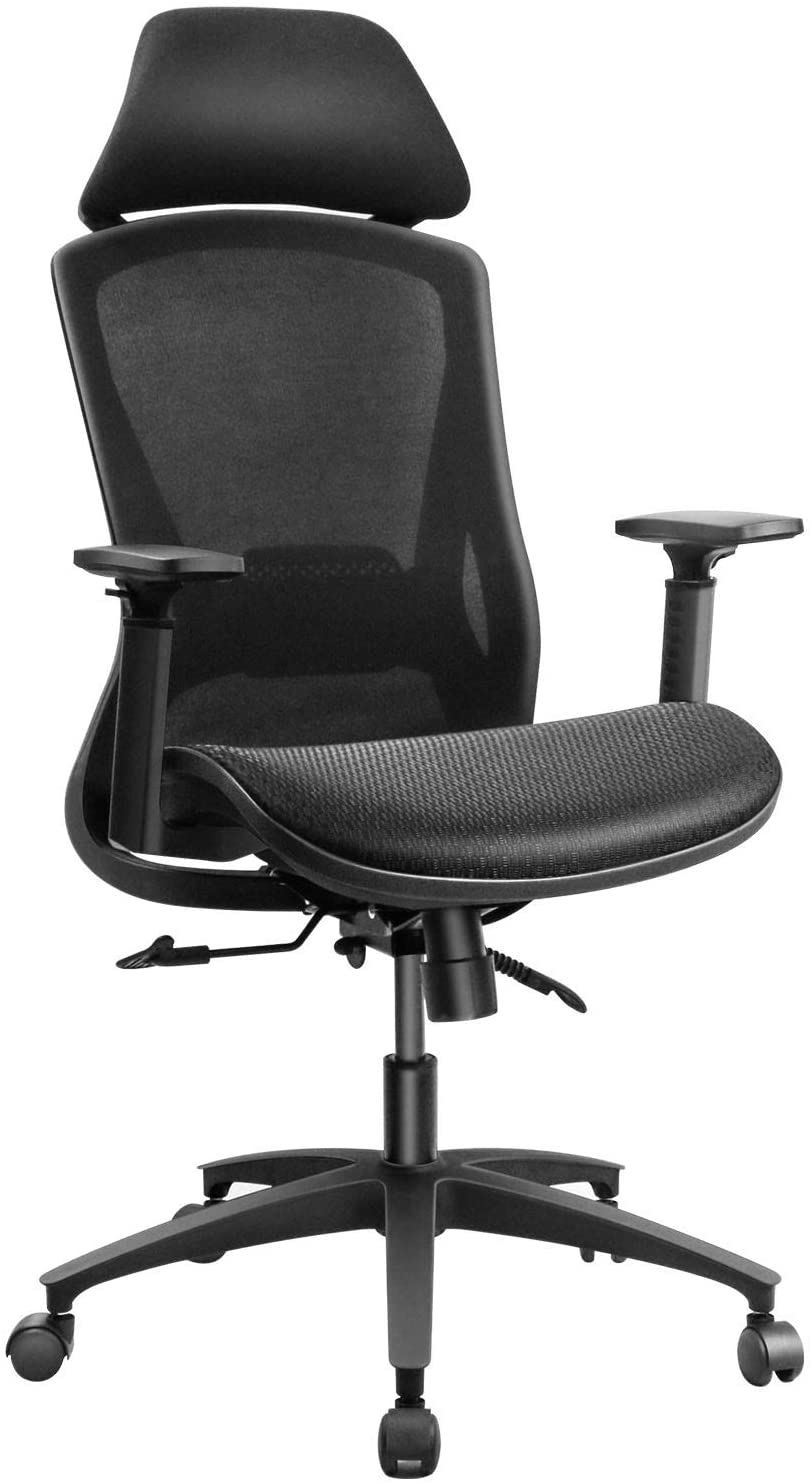 Ergonomic Home Office Desk Chairs with Mesh Seat Wide Headrest Mesh