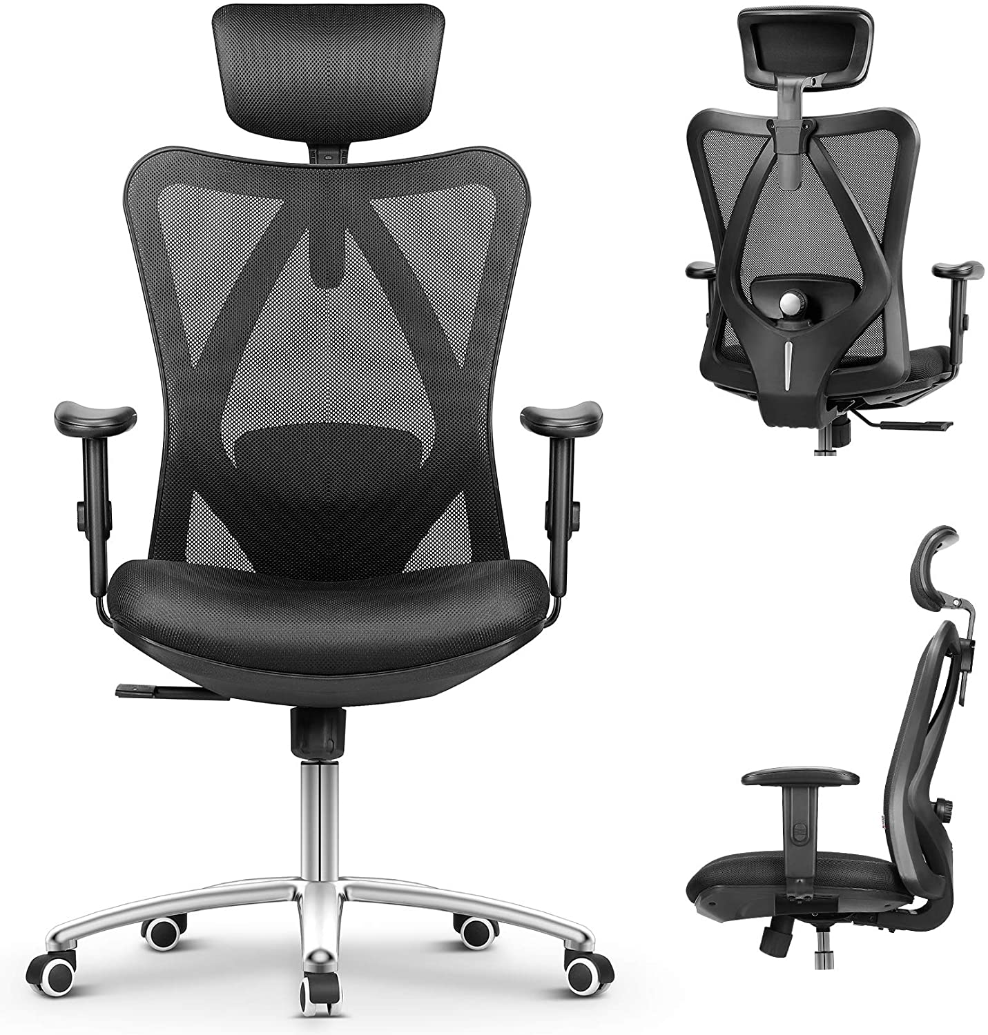 mfavour Office Chair Ergonomic Office Chair with with Adjustable Arms and Back Support