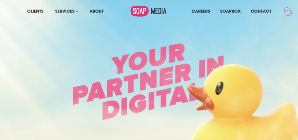 Screenshot of Soap Media's homepage.